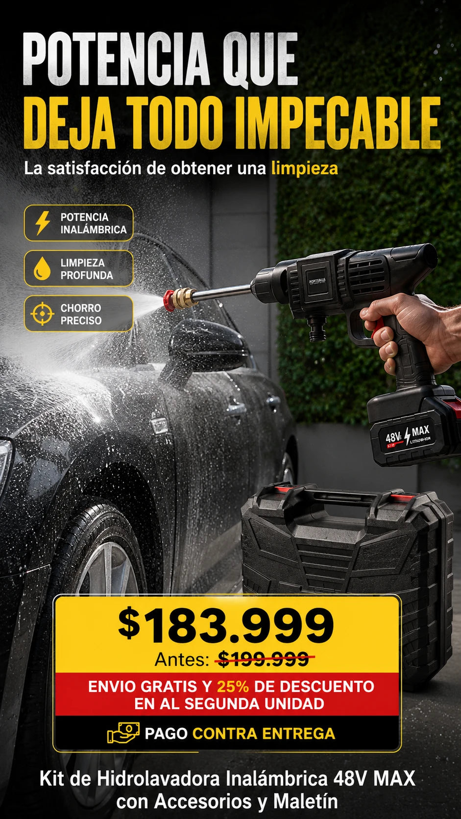 Kit de Hidrolavadora Inalámbrica 48V MAX con Accesorios y Maletín